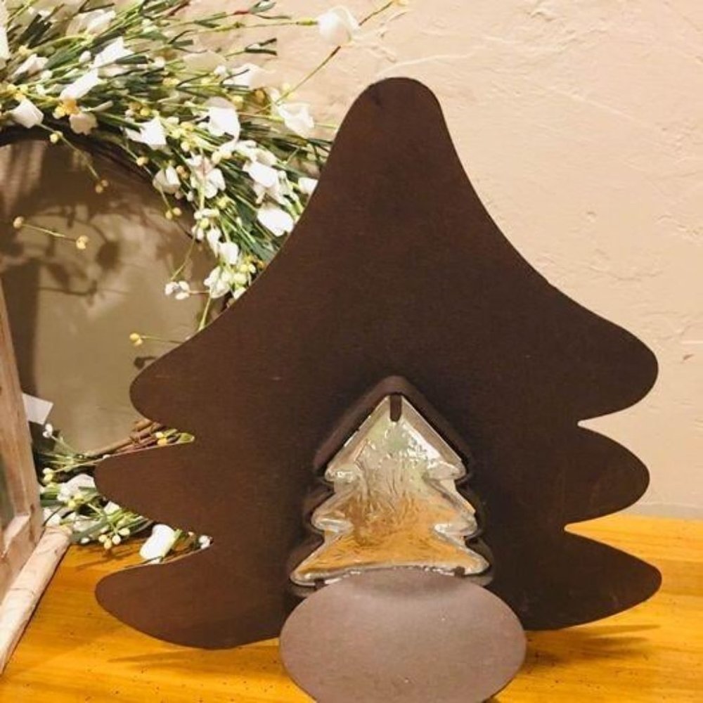 Bronze metal Christmas Tree candle holder rustic farmhouse holiday home …